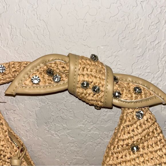 Urban Expressions Studded Embellished Raffia Straw Shoulder Bag - Picture 6 of 11